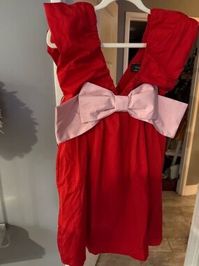 Vici Red Dress with Pink Bow